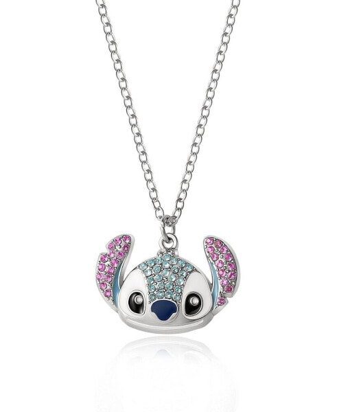 Lilo and Stitch Fashion Stitch Pave Pendant Necklace, 16+3" Silver Chain