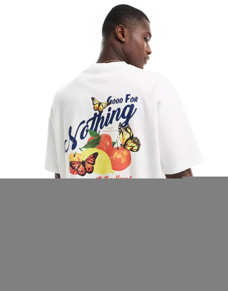 Good For Nothing fruit graphic back t-shirt in stone