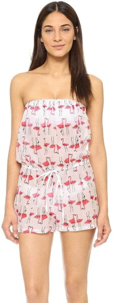 MILLY 262944 Women's Flamingo Print Rimini Romper Multi Swim Cover Up Size M