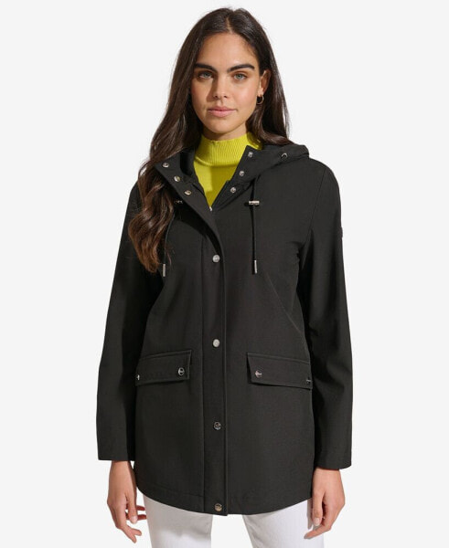 Women's Hooded Long-Sleeve Water-Resistant Raincoat