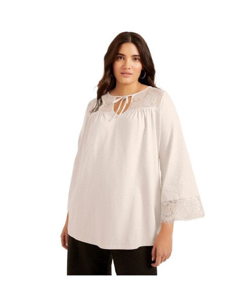 Plus Size June + Vie Lace-Trim Top