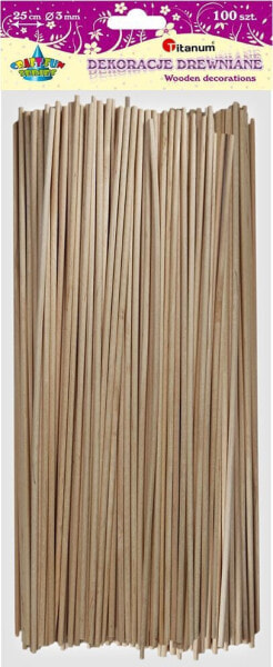 Декоративные деревянные шпажки Titanum 25см длиной, диаметром 3мм 100шт, цвет дерева (EB105)
