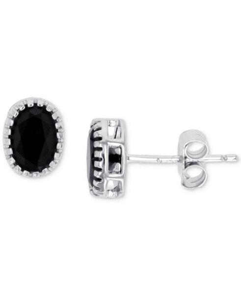 Black Spinel Oval Stud Earrings (1-1/2 ct. t.w.) in Sterling Silver