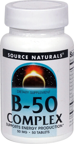 Source Naturals B-50 Complex Комплекс витаминов группы В 50 мг 50 таблеток