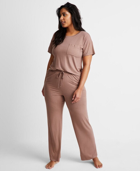 Women's 2-Pc. Ribbed Short-Sleeve Pajamas Set, Created for Macy's