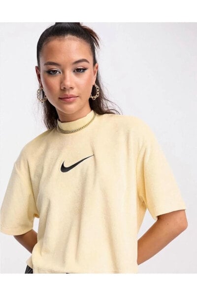 Sportswear Mock-Neck Kadın Krem T-Shirt NDD SPORT