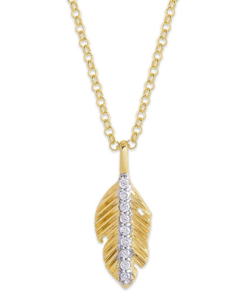 Diamond 1/10 ct. t.w. Leaf Pendant Necklace in 14K Yellow Gold over Sterling Silver