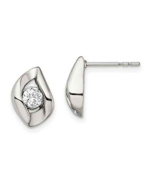 Stainless Steel Polished with CZ Earrings