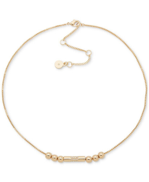 Gold-Tone Metal Bead Frontal Necklace, 16" + 3" extender