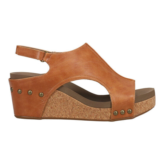 Corkys Carley Studded Wedge Womens Brown Casual Sandals 30-5316-CGSM