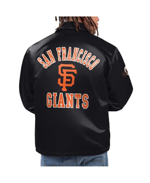 Men's Black San Francisco Giants Option Route Satin Full-Snap Jacket