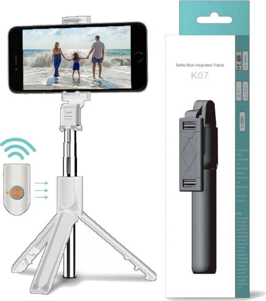 Selfie stick Selfie Stick Tripod K07 statyw z pilotem bluetooth / bezprzewodowy uchwyt kijek do zdjęć biały