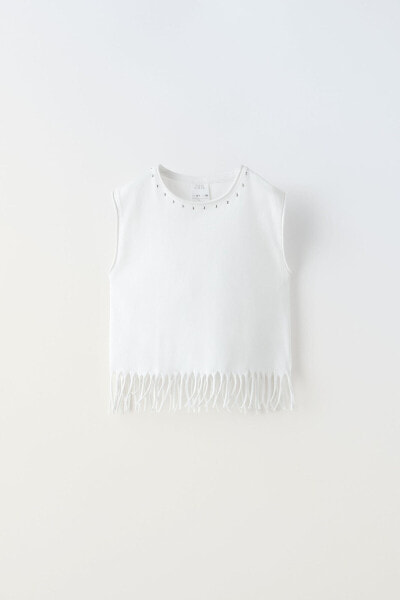 Studded top with fringing