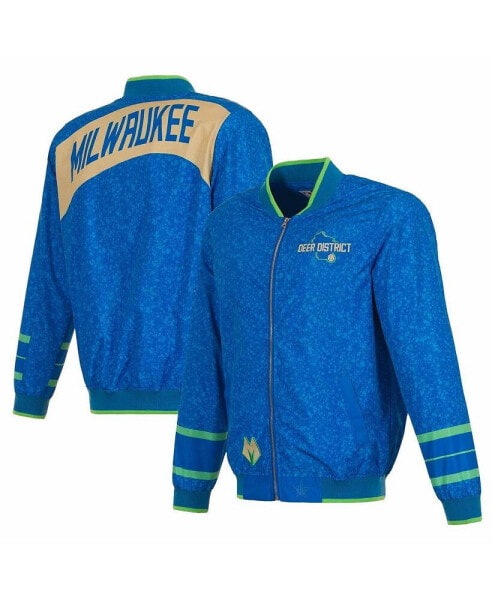 Куртка-бомбер полной застёжки 2023/24 City Edition Milwaukee Bucks синяя мужская JH Design