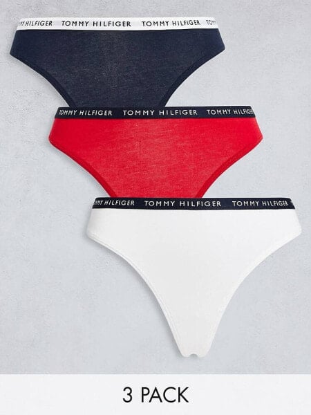 Tommy Hilfiger 3 pack thong in navy white and red