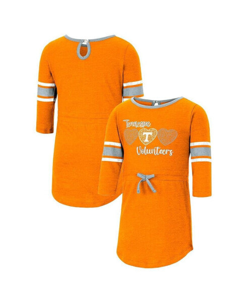 Toddler Girls Heathered Tennessee Orange Tennessee Volunteers Poppin Sleeve Stripe Dress