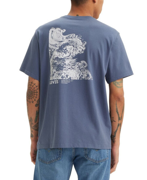 Men's Relaxed-Fit Tidal Wave Logo Graphic T-Shirt