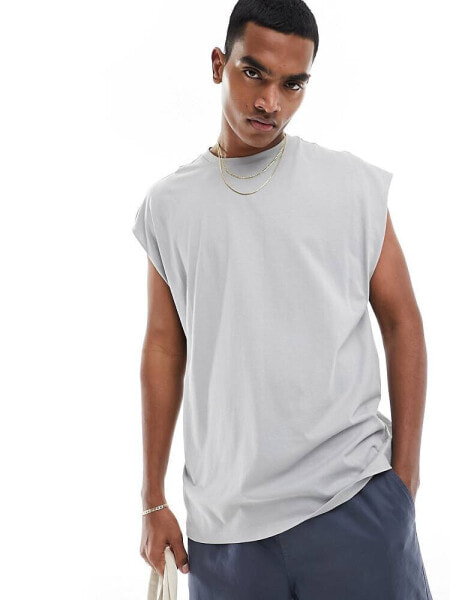 New Look oversized tank top in light grey