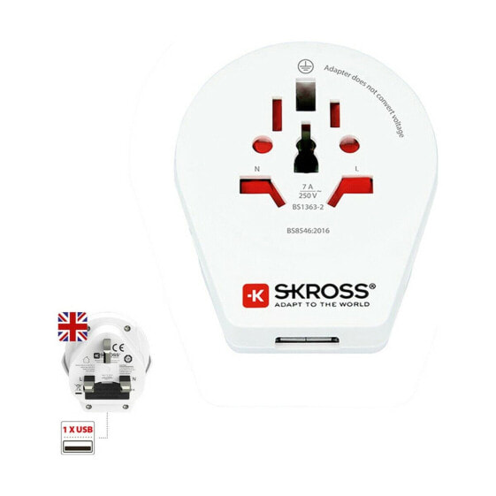 Электрический адаптер SKROSS 1500267 Великобритания Международный 1 x USB