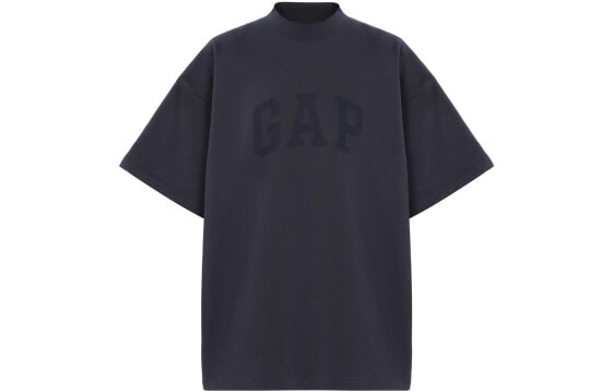 YEEZY x GAP x Balenciaga 三方联名款 Dove Padded Heavy Fleece Tee 垫肩款加绒字母印花圆领短袖T恤 男女同款 黑色 / Футболка YEEZY x GAP x Balenciaga Dove Padded Heavy Fleece Tee T SS22-369