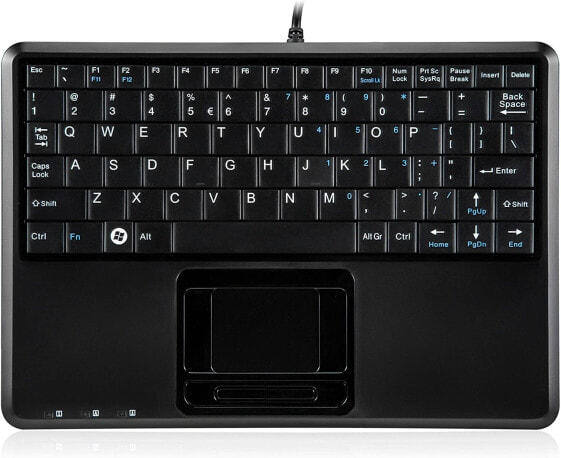 Perixx PERIBOARD-510 H Plus Super Mini Touchpad Tastatur USB mit 2-Fach USB Hub schwarz