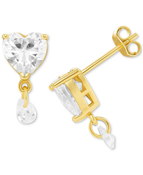 Cubic Zirconia Heart Dangle Stud Earrings in 18k Gold-Plated Sterling Silver, Created for Macy's