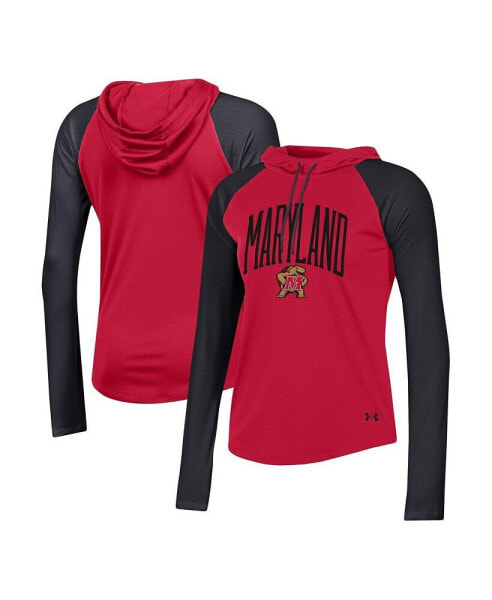 Блузка с капюшоном и длинным рукавом на молнии Under Armour женская красная Maryland Terrapins Gameday Mesh Performance