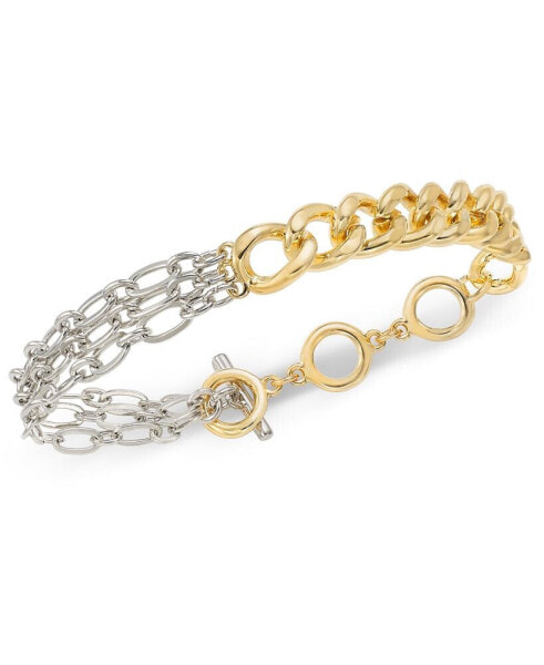 Two-Tone Mixed Link Asymmetrical Bracelet, Created for Macy's