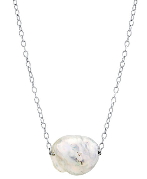 Macy's cultured Natural Color Freshwater Pearl (12-14mm) 18" Pendant Necklace in Sterling Silver