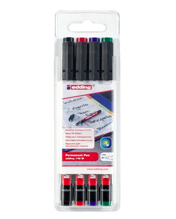 EDDING 142 M - Black - Blue - Green - Red - Bullet tip - Medium - 1 mm - Foil - Glass - Plastic - Alcohol-based ink
