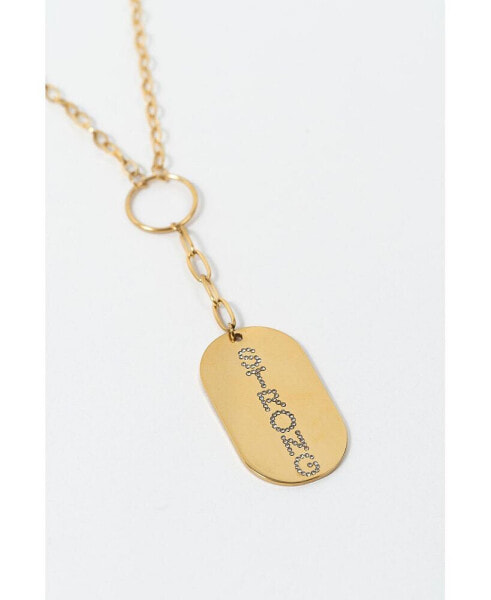 KC Chic Designs 316L It Girl Gold-Tone Dog Tag Necklace