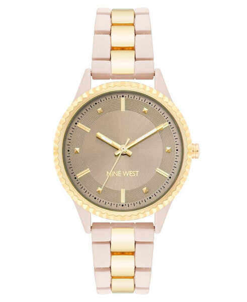 Women's Quartz Light Pink and Gold-Tone Link Bracelet Watch, 35mm