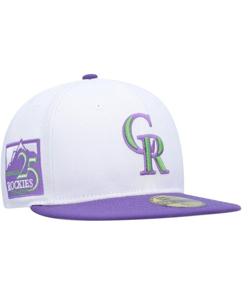 Men's White Colorado Rockies 25th Anniversary Side Patch 59FIFTY Fitted Hat