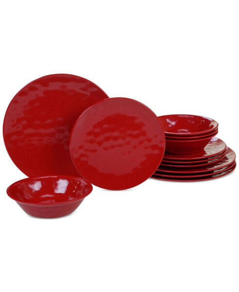 Red Melamine 12-Pc. Dinnerware Set, Service for 4