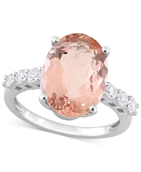 Morganite (4-3/4 ct. t.w.) & Diamond (3/8 ct. t.w.) Oval Statement Ring in 14k White Gold