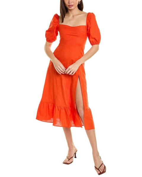 Lyra & Co Linen-Blend Midi Dress Women's