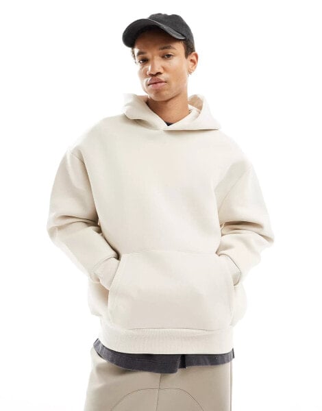 ASOS DESIGN heavyweight oversized scuba hoodie in beige