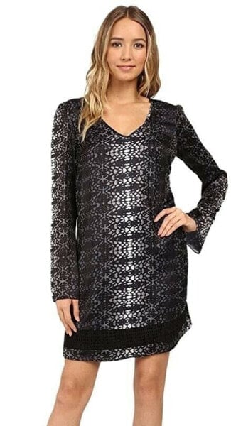 Tart 237596 Womens Susy Long Sleeve Shift Dress Ombre Printed Lace Size Small