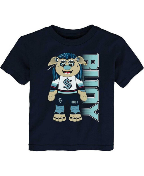 Toddler Boys and Girls Deep Sea Blue Seattle Kraken Mascot Cheer T-shirt