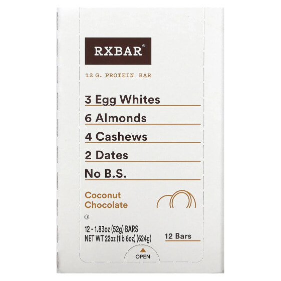 RXBAR, Протеиновый батончик, кокосовый шоколад, 12 батончиков, 52 г (1,83 унции)