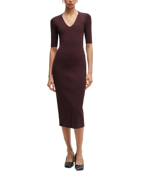 Women's V-Neck Knitted Dress