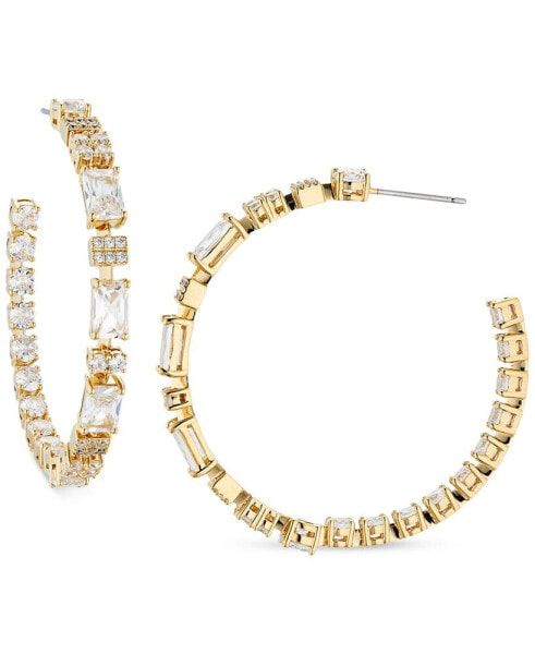 Crystal Medium C Hoop Earrings, 1-5/8"