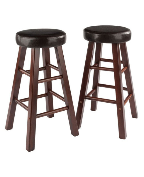 Maria 2-Piece Wood Cushion Seat Counter Stool Set