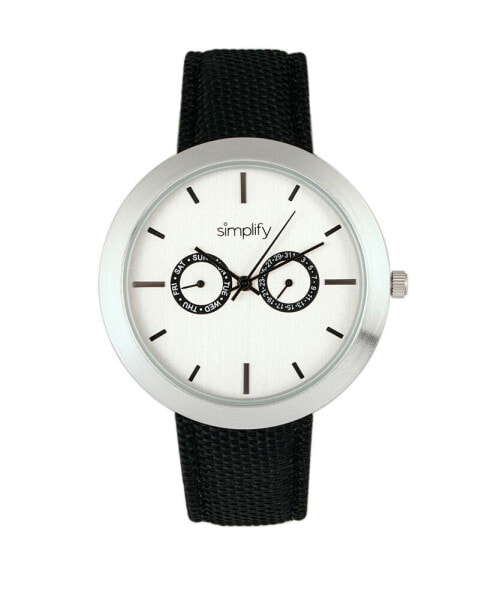 Quartz The 6100 White Dial, Canvas-Overlaid Black Polyurethane Strap Watch 43mm