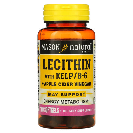 Витамины и БАДы для похудения Mason Natural Lecithin with Kelp/B6 Plus Apple Cider Vinegar, 100 Softgels