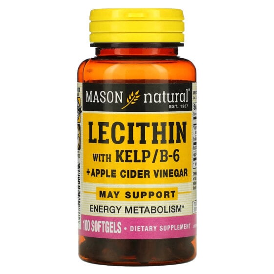 Витамины и БАДы для похудения Mason Natural Lecithin with Kelp/B6 Plus Apple Cider Vinegar, 100 Softgels