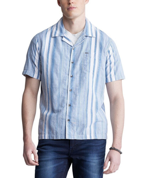 Men's Sinap Striped Short Sleeve Button-Front Camp Shirt