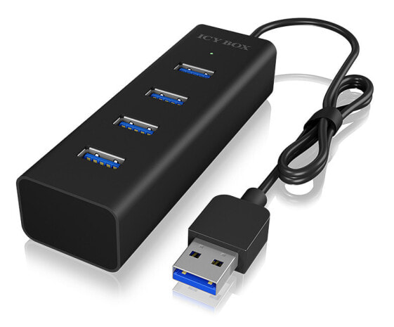 ICY BOX IB-HUB1409-U3 - USB 3.2 Gen 1 (3.1 Gen 1) Type-A - USB 3.2 Gen 1 (3.1 Gen 1) Type-A - 5000 Mbit/s - Black - Aluminium - 0.04 m