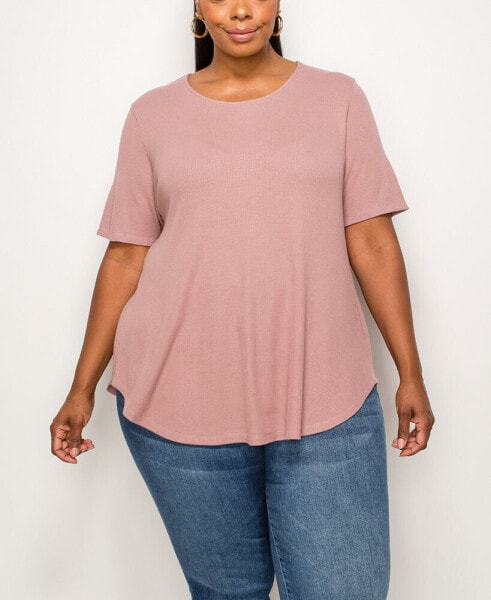 Plus Size Thermal Short Sleeve Swing Tee