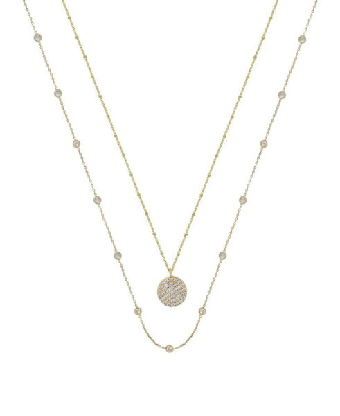 Crystal Disc Layered Necklace Set